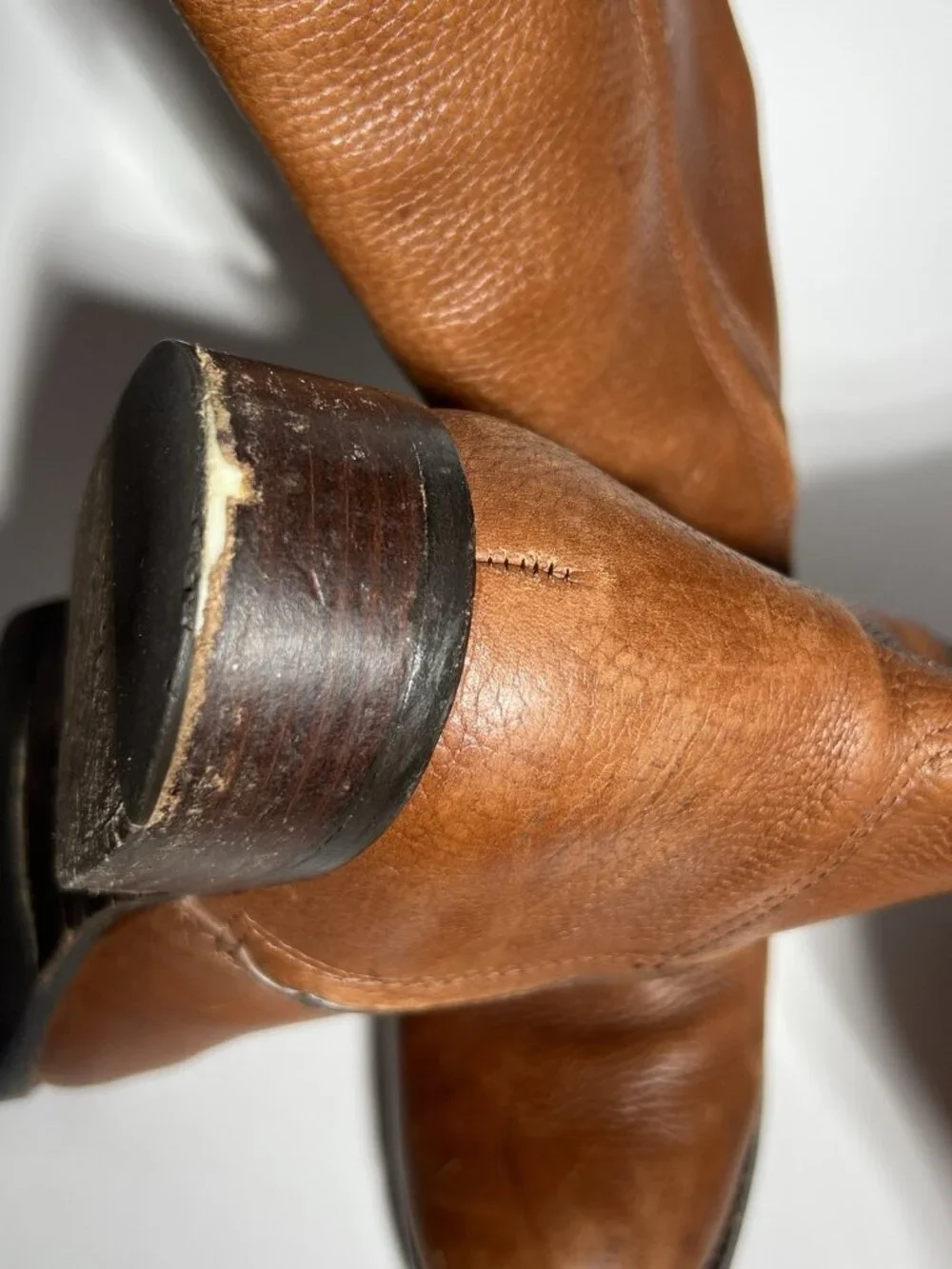 Tory Burch Junction Brown Pebbled Leather Riding Boots Size 8M Gold Logo